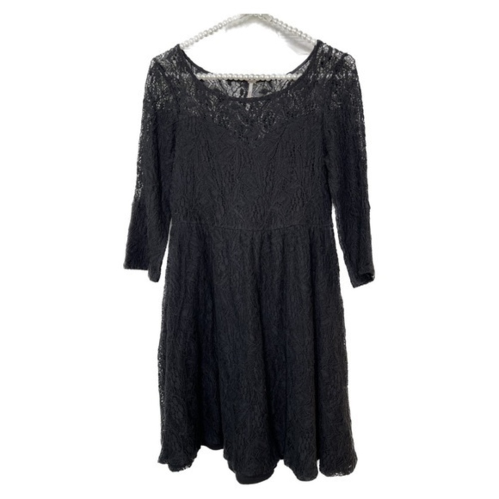 FREE PEOPLE Mesh Floral Mesh Lace Dress in Black